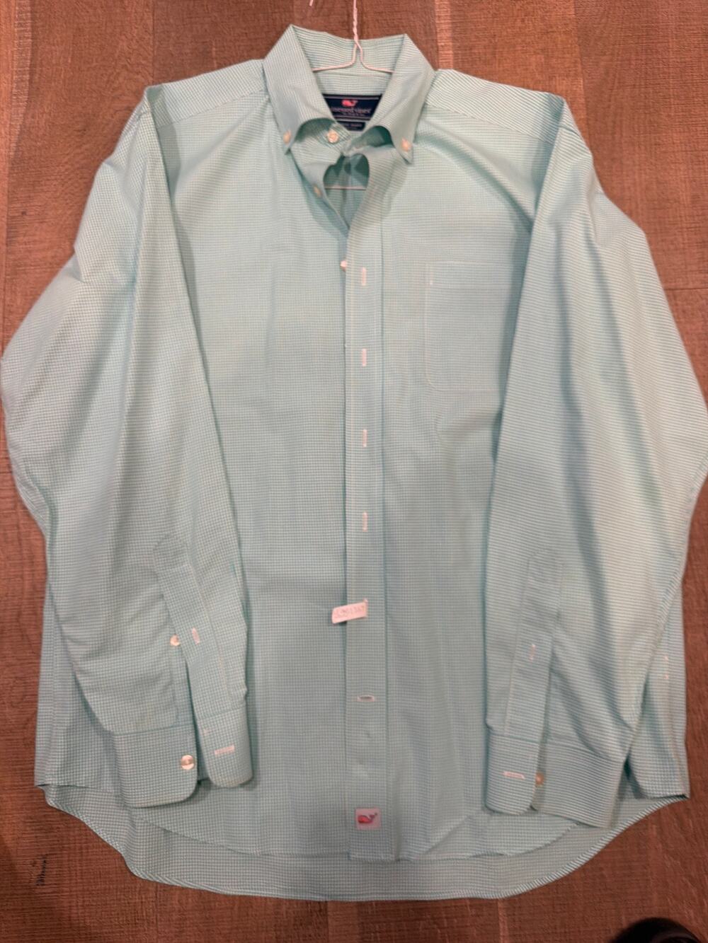Vineyard Vines Shirt Mens Extra Large Green Check Button Up Whale Logo Murray - Picture 1 of 5